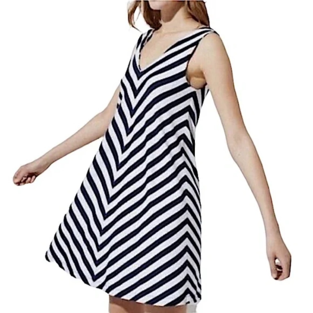 LOFT Flowy Chevron Stripe Trapeze Style Tank Dress size XL